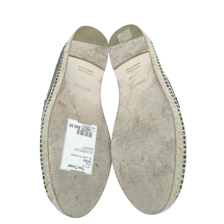 Top quality Hermes Noir Trip Goatskin Espadrille 39