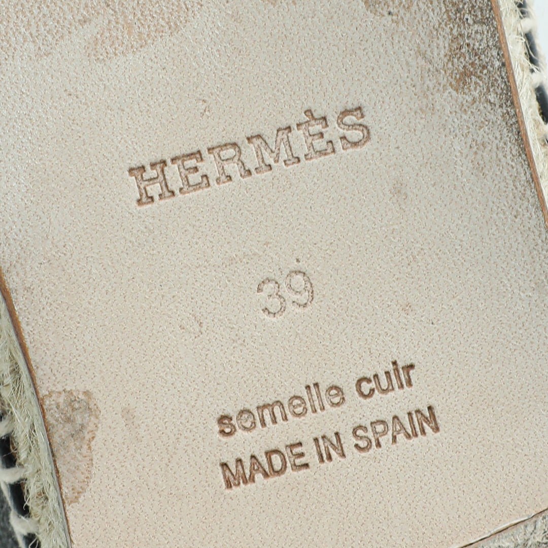 Top quality Hermes Noir Trip Goatskin Espadrille 39