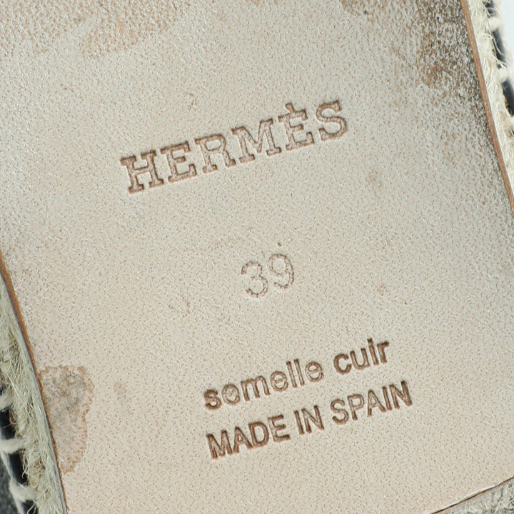 Top quality Hermes Noir Trip Goatskin Espadrille 39