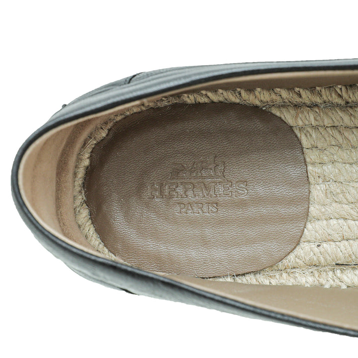 Hermes Noir Trip Goatskin Espadrille 39