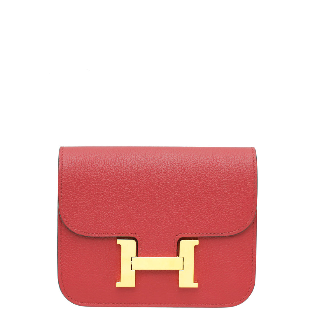Top quality Hermes Rouge H Constance Evercolor Slim Wallet