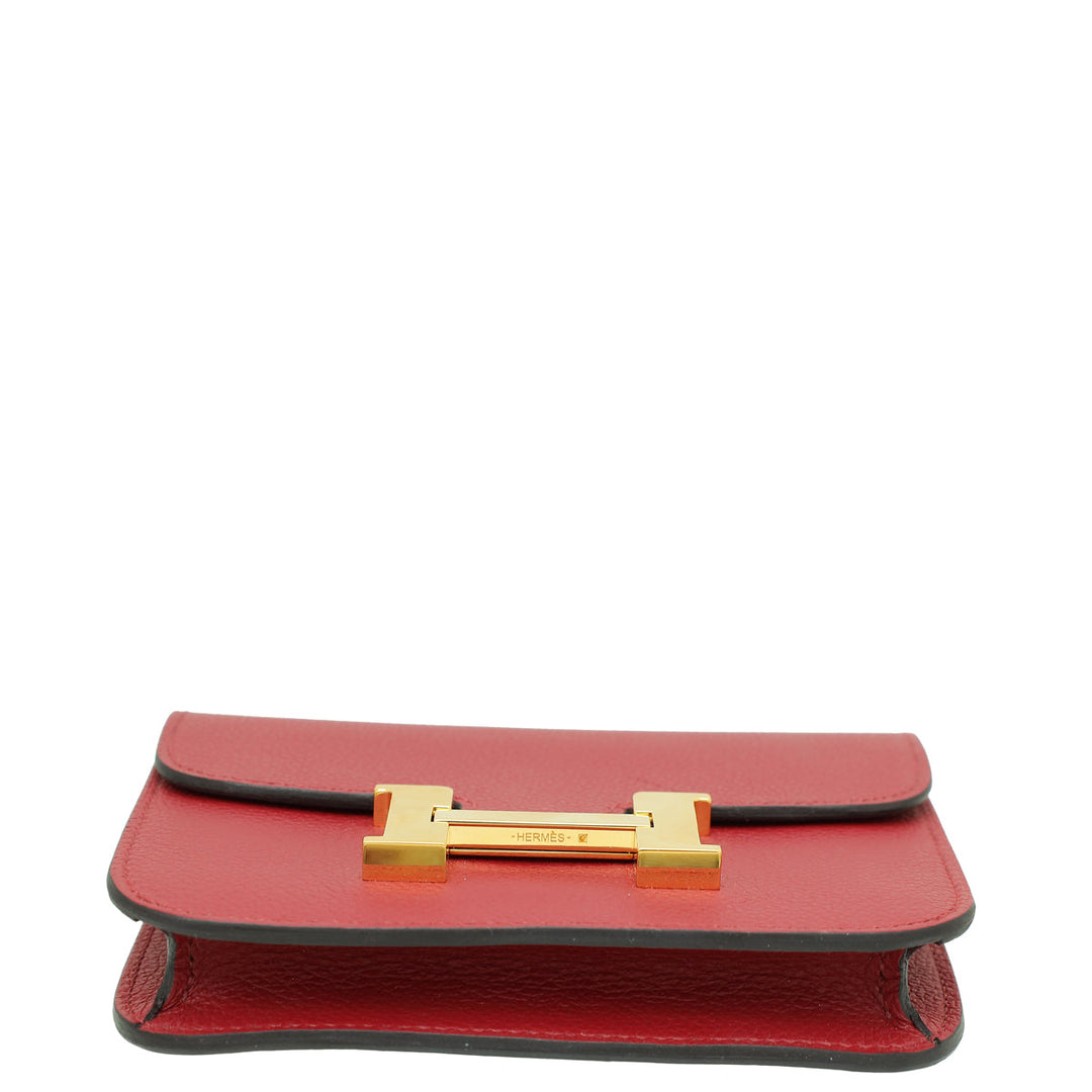Top quality Hermes Rouge H Constance Evercolor Slim Wallet
