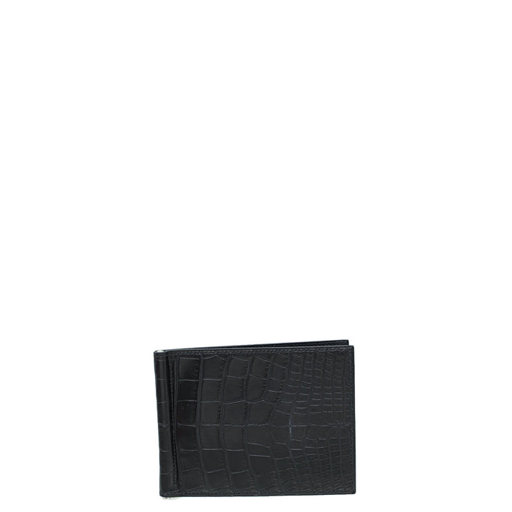 Hermes Noir Alligator Poker Mississippiensis Compact Wallet