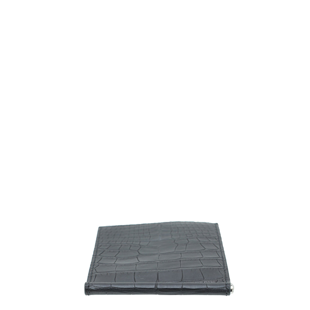 Hermes Noir Alligator Poker Mississippiensis Compact Wallet