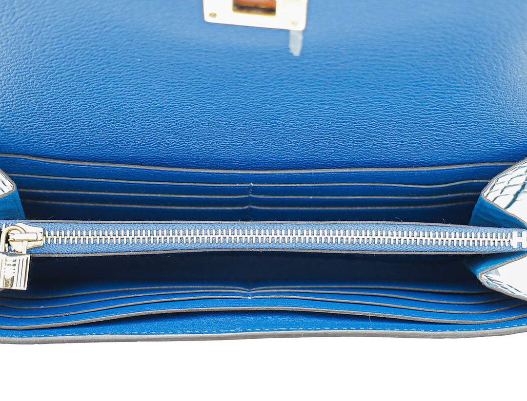 Top quality Hermes Bleu Izmir Alligator Kelly Classic Wallet