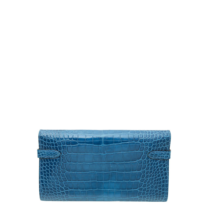 Top quality Hermes Bleu Izmir Alligator Kelly Classic Wallet