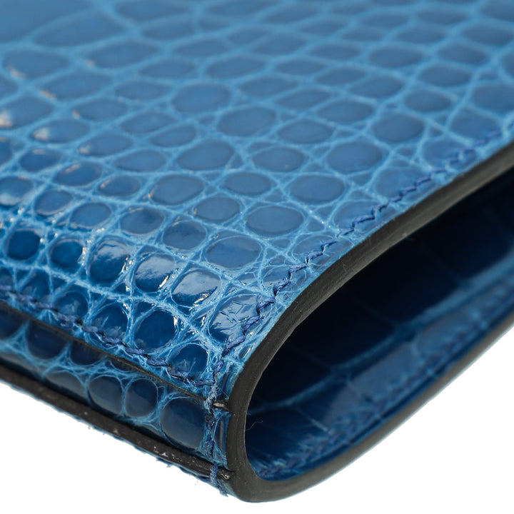 Top quality Hermes Bleu Izmir Alligator Kelly Classic Wallet