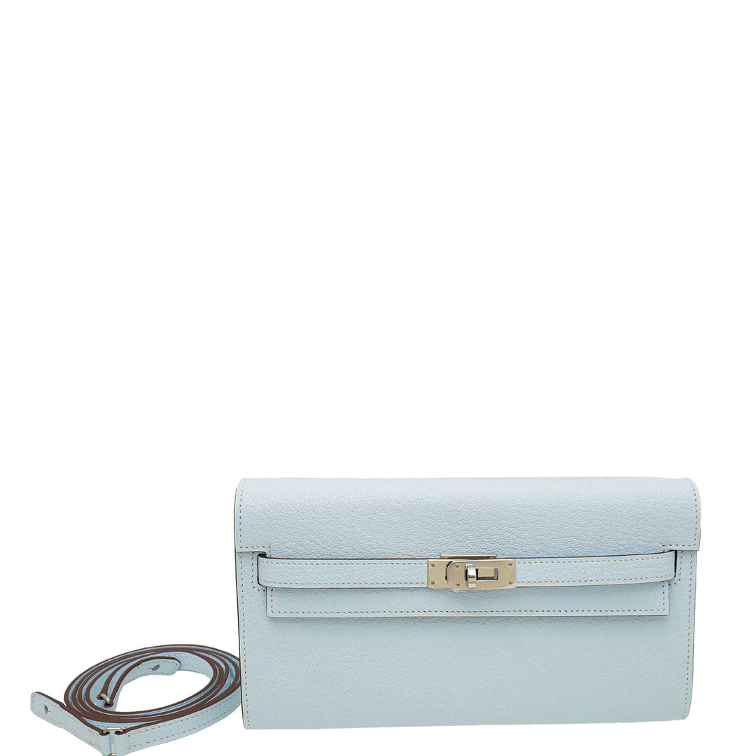 Top quality Hermes Blue Brume Kelly Classique To Go Wallet