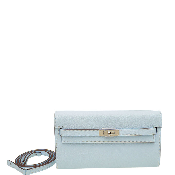 Top quality Hermes Blue Brume Kelly Classique To Go Wallet