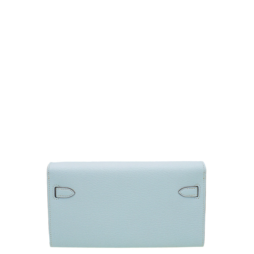 Top quality Hermes Blue Brume Kelly Classique To Go Wallet