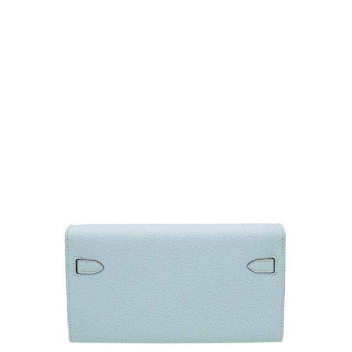 Top quality Hermes Blue Brume Kelly Classique To Go Wallet