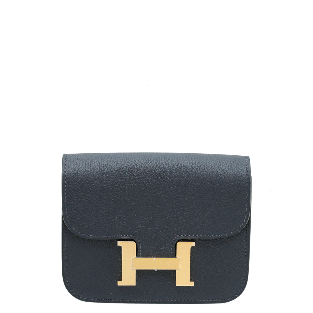 Top quality Hermes Blue Abysse Evercolor Constance Slim Wallet