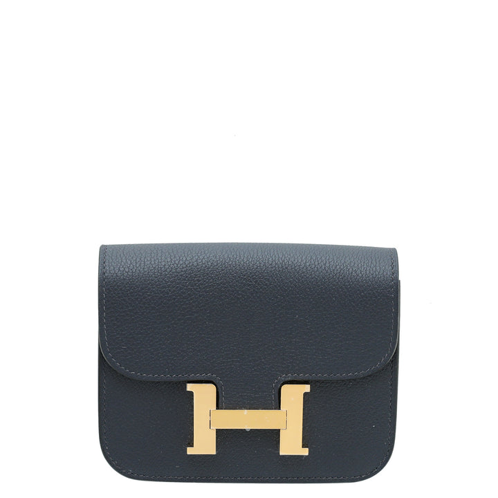 Top quality Hermes Blue Abysse Evercolor Constance Slim Wallet