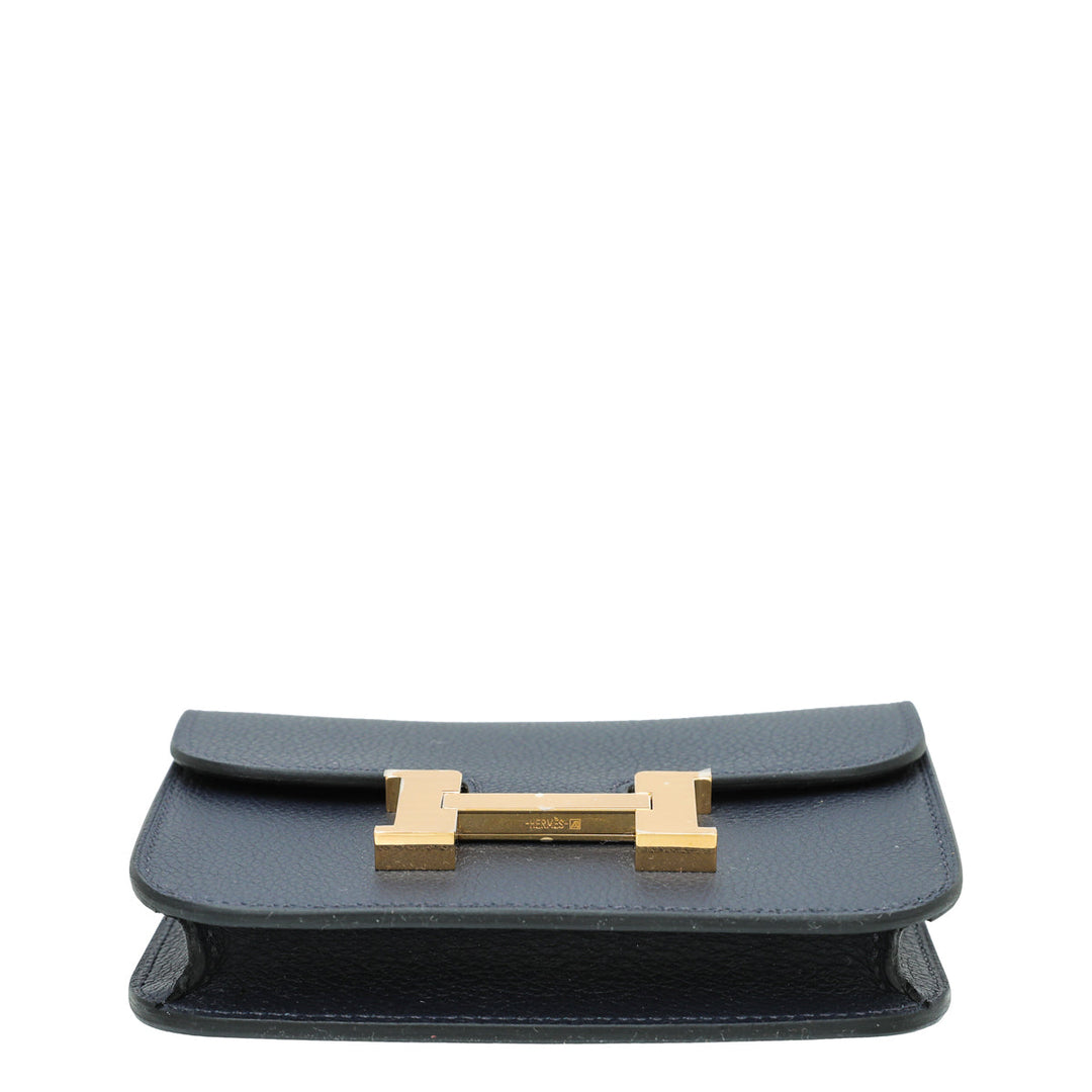 Top quality Hermes Blue Abysse Evercolor Constance Slim Wallet