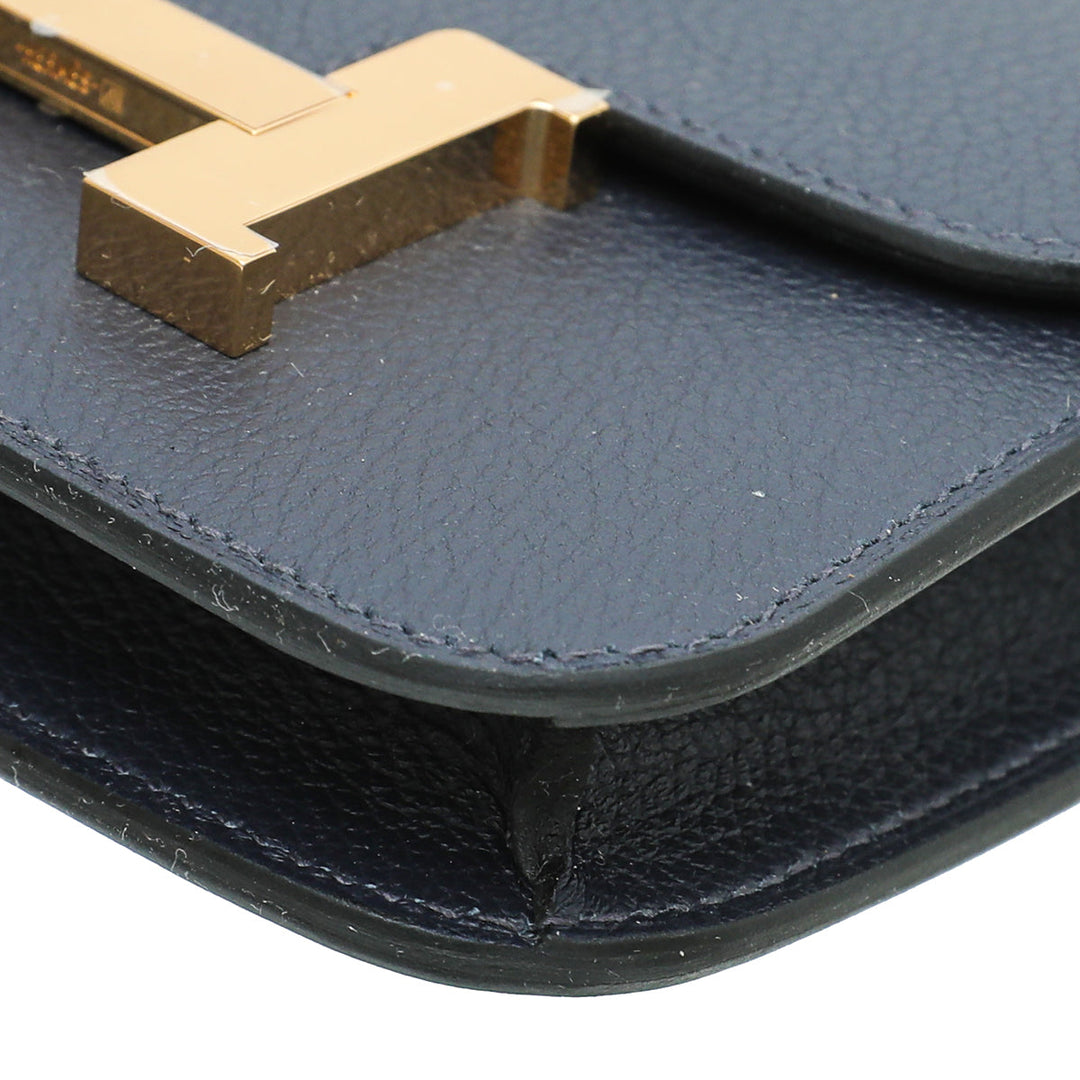 Top quality Hermes Blue Abysse Evercolor Constance Slim Wallet