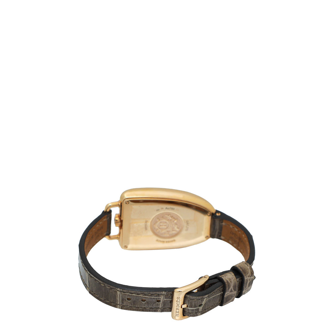 Hermes 18K Rose Case Alligator Galop d'Hermes 26mm Watch