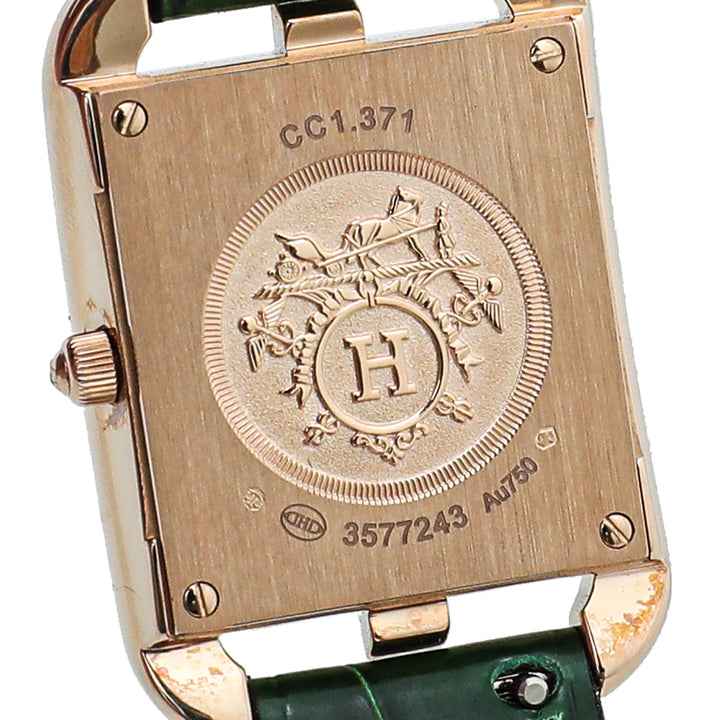 Hermes 18K Rose Gold Cape Cod Diamond Crocodile Strap 31mm Small Watch