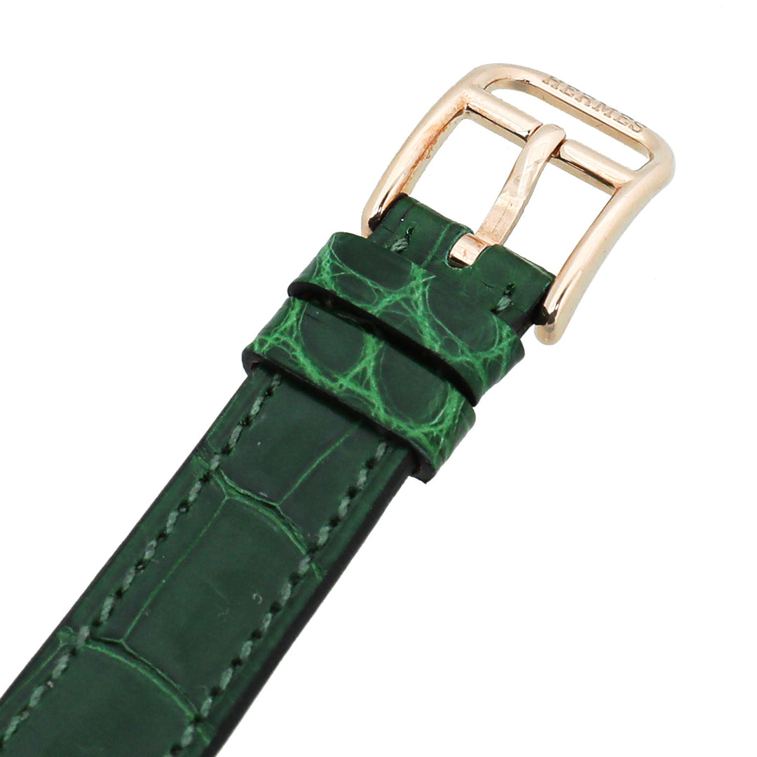 Hermes 18K Rose Gold Cape Cod Diamond Crocodile Strap 31mm Small Watch