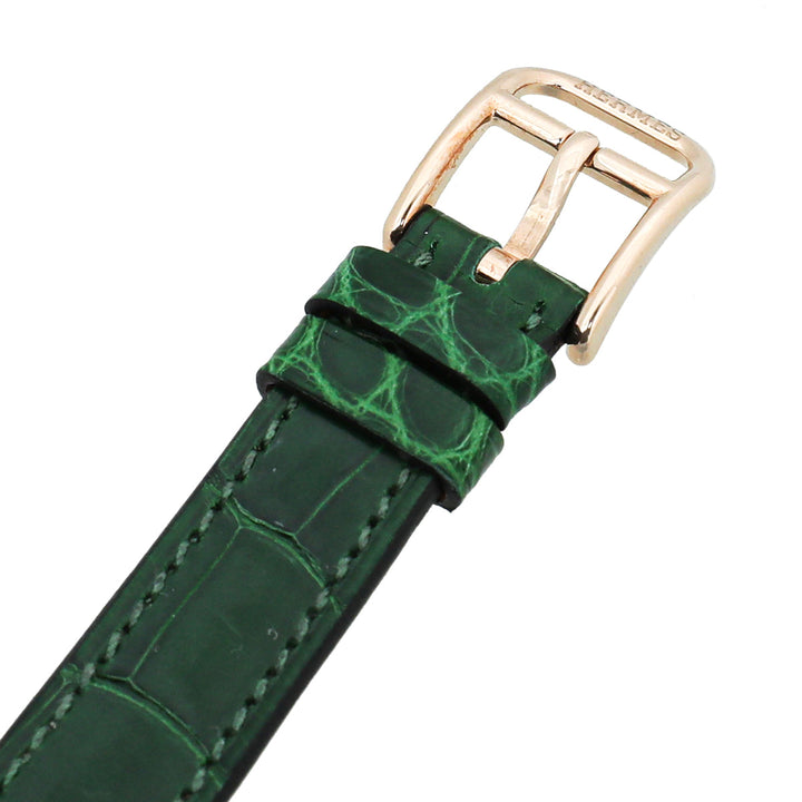 Hermes 18K Rose Gold Cape Cod Diamond Crocodile Strap 31mm Small Watch