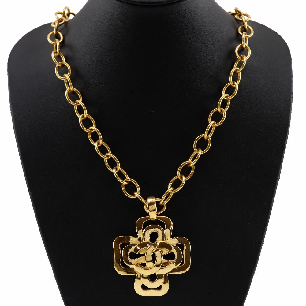 Top Quality Chanel Coco Mark Cross Necklace Gold Plated