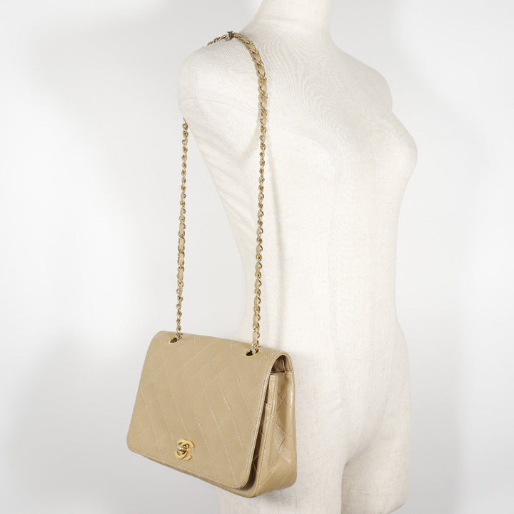 Top Quality Chanel Lambskin Chain Shoulder Bag Beige