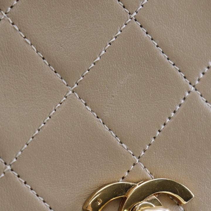 Top Quality Chanel Lambskin Chain Shoulder Bag Beige