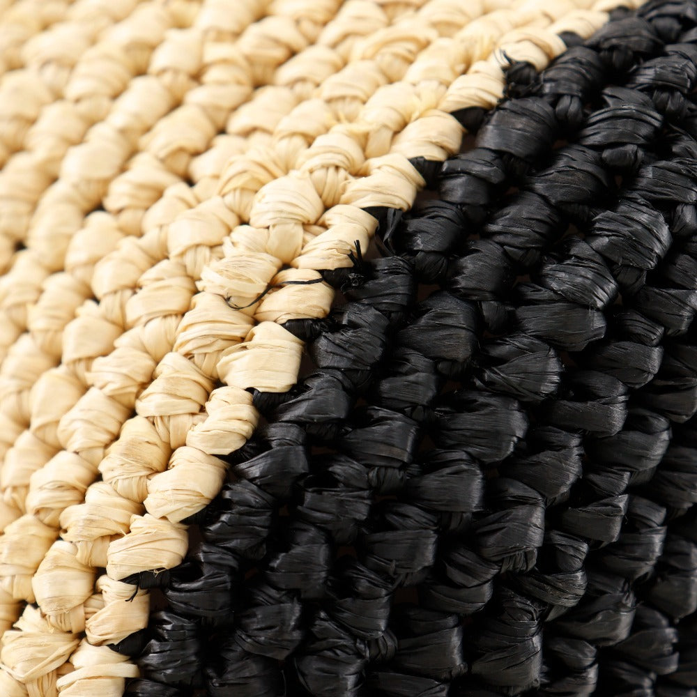 Top Quality Balenciaga Raffia Basket Handbag Black/Beige