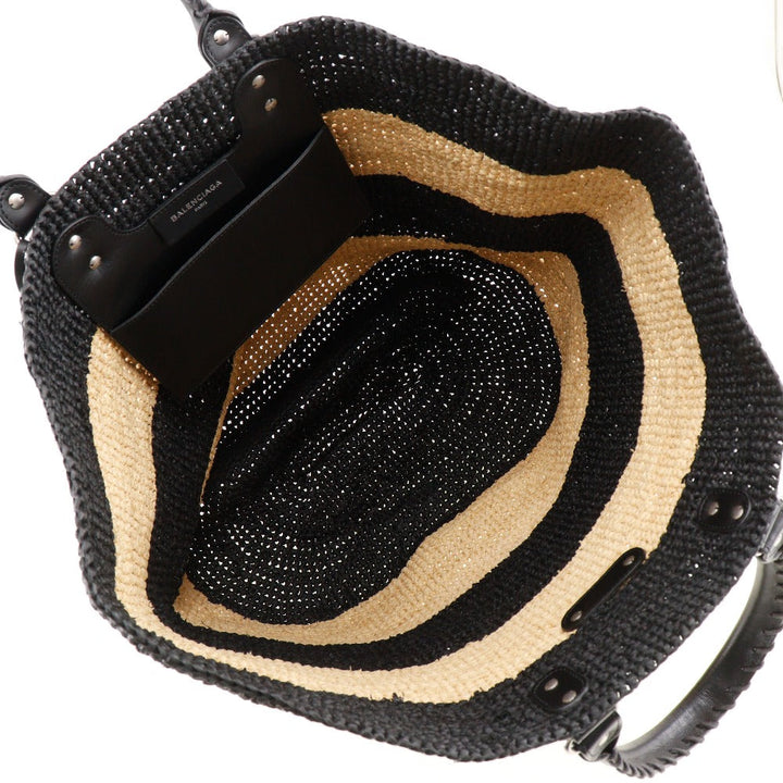 Top Quality Balenciaga Raffia Basket Handbag Black/Beige