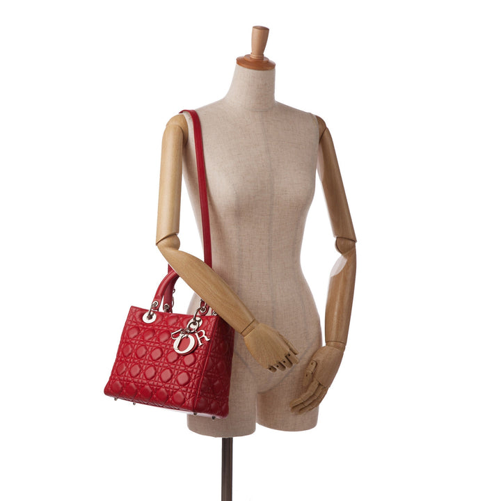 Top quality Dior Lady Top quality Dior Medium Red Cannage Quilted Leather