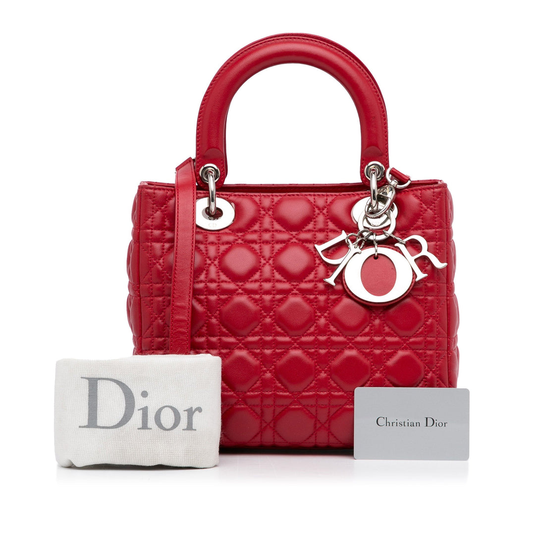Top quality Dior Lady Top quality Dior Medium Red Cannage Quilted Leather