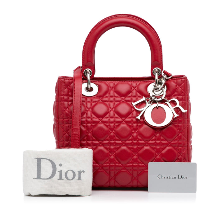Top quality Dior Lady Top quality Dior Medium Red Cannage Quilted Leather