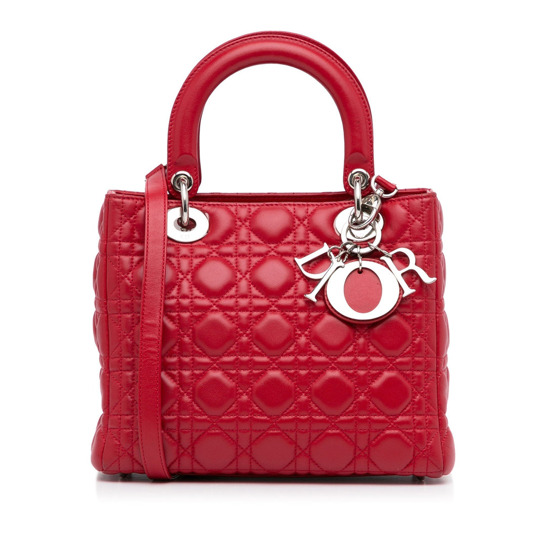 Top quality Dior Lady Top quality Dior Medium Red Cannage Quilted Leather