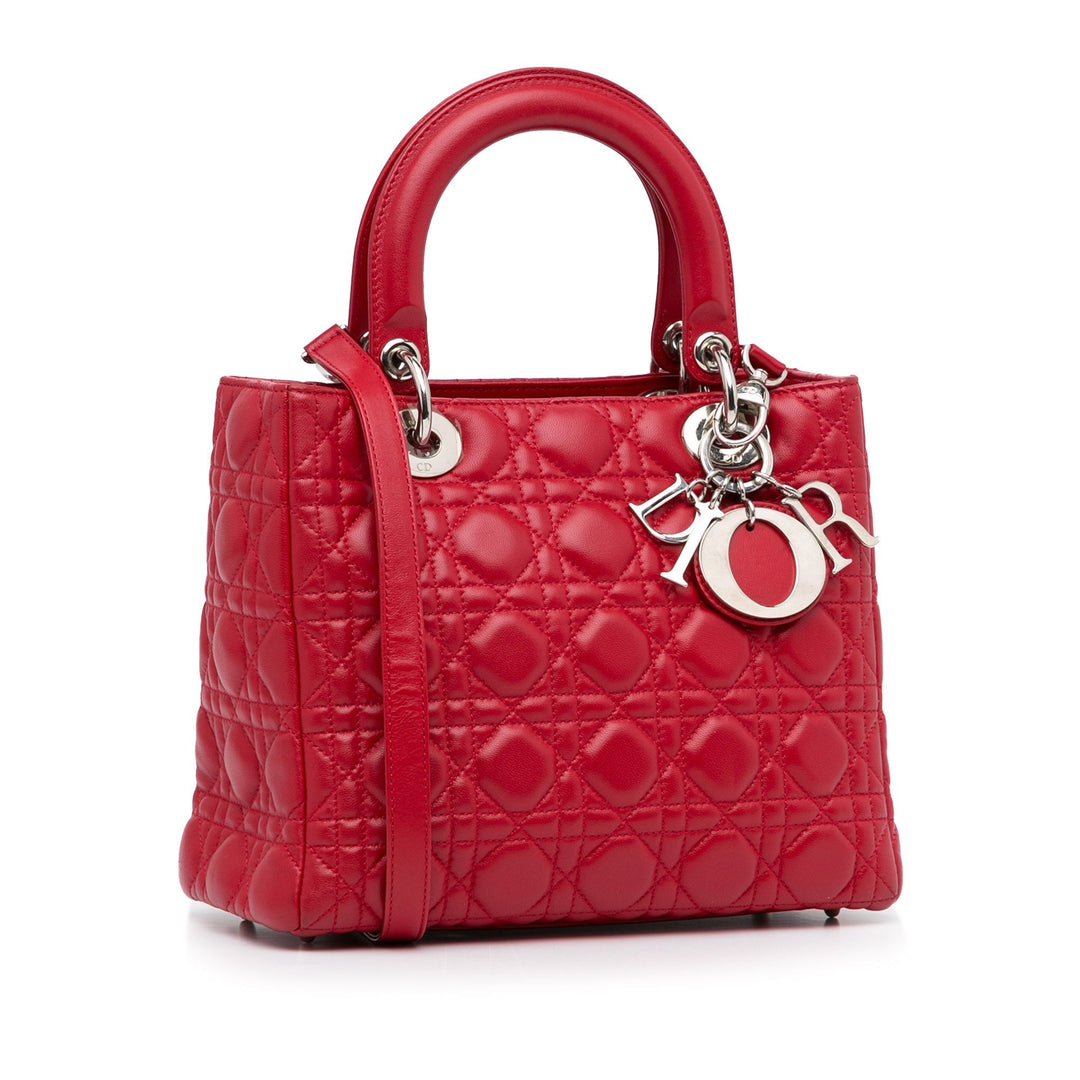 Top quality Dior Lady Top quality Dior Medium Red Cannage Quilted Leather