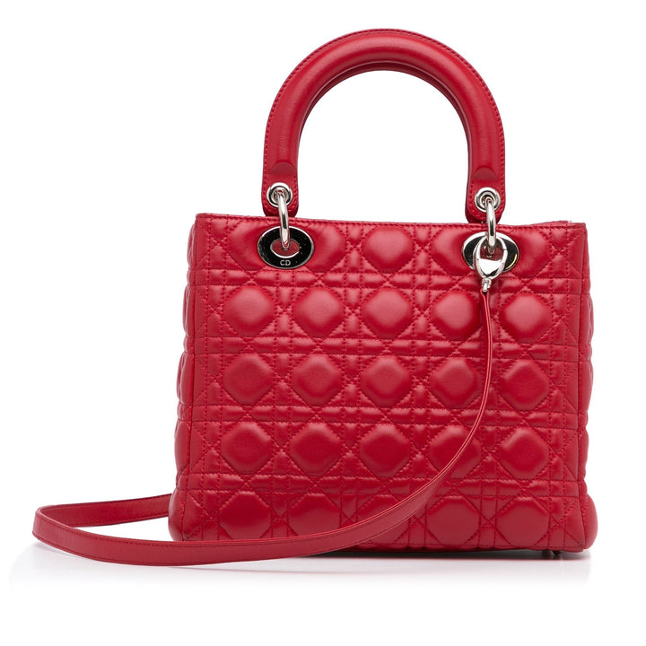 Top quality Dior Lady Top quality Dior Medium Red Cannage Quilted Leather