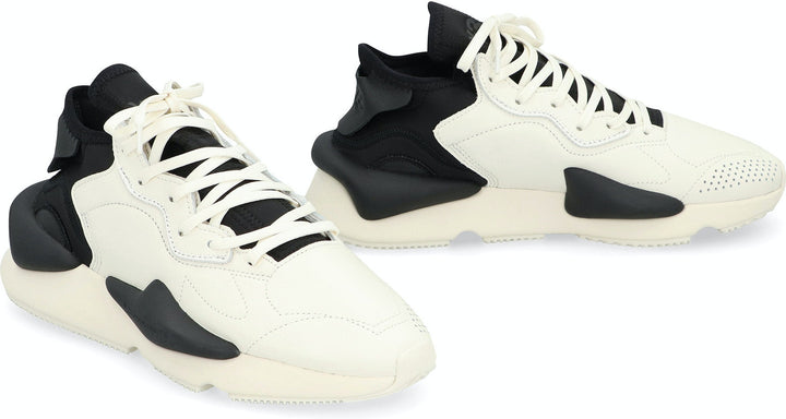 KAIWA LEATHER AND FABRIC LOW-TOP SNEAKERS