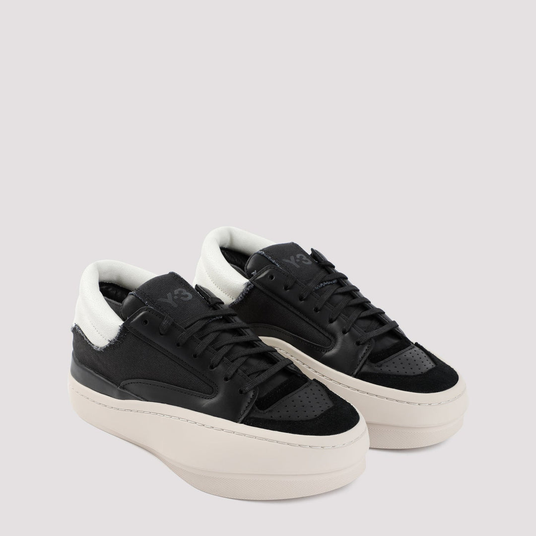 Y-3 LEATHER LUX BBALL LOW SNEAKERS