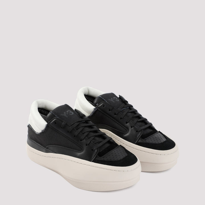 Y-3 LEATHER LUX BBALL LOW SNEAKERS