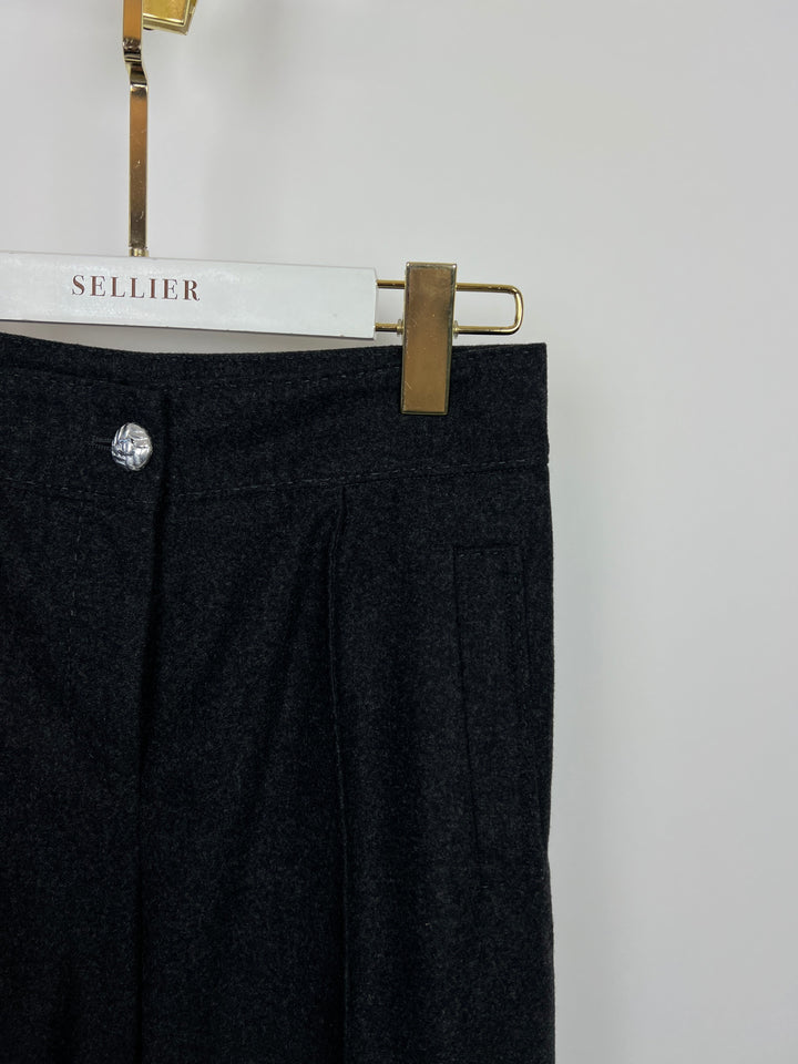 Top Quality Chanel Charcoal High-Waisted Wool Trousers Size FR 34 (UK 6)