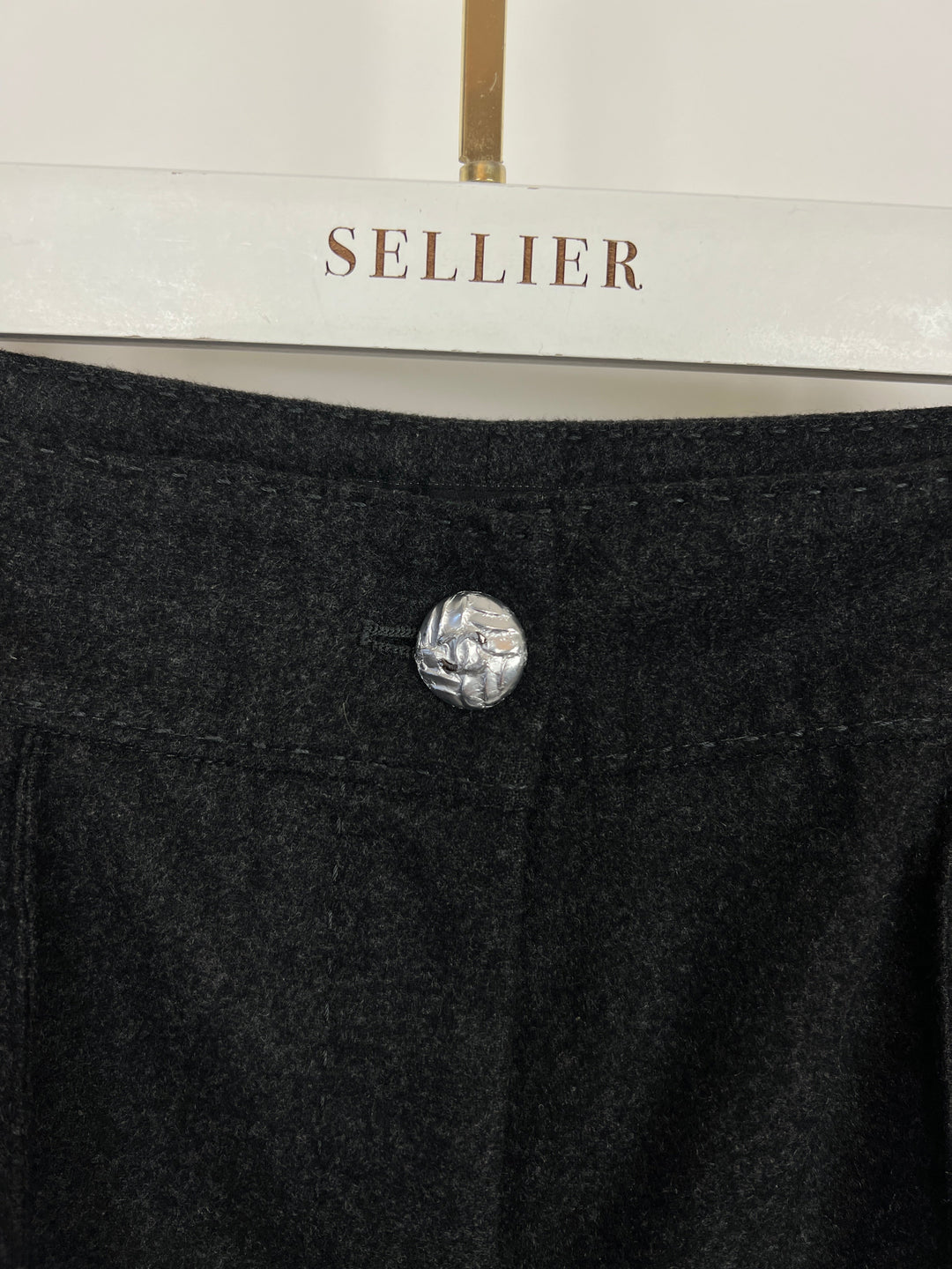Top Quality Chanel Charcoal High-Waisted Wool Trousers Size FR 34 (UK 6)