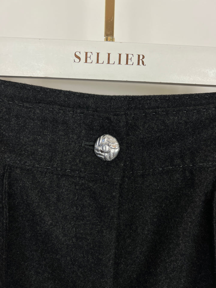 Top Quality Chanel Charcoal High-Waisted Wool Trousers Size FR 34 (UK 6)