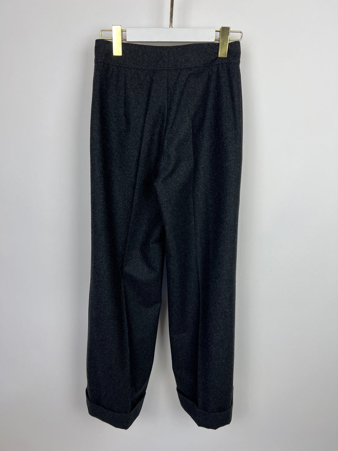 Top Quality Chanel Charcoal High-Waisted Wool Trousers Size FR 34 (UK 6)