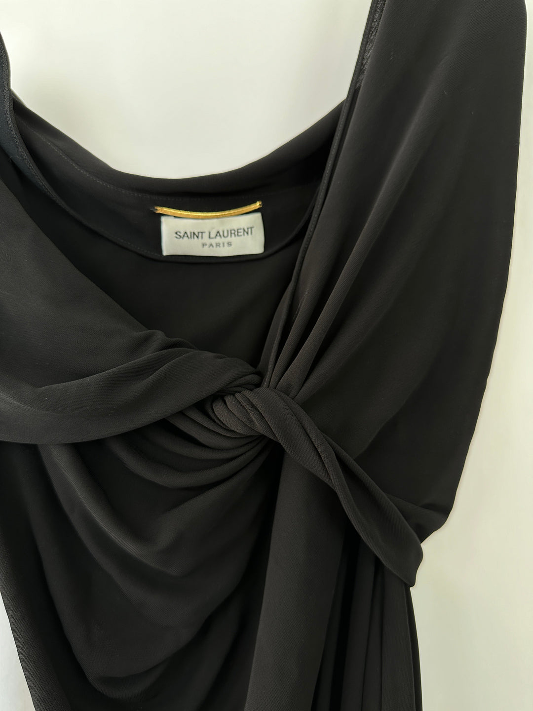 Saint Laurent Draped Asymmetric Mini Dress with Twist Front Detail Size FR 36 (UK 8) RRP £2900
