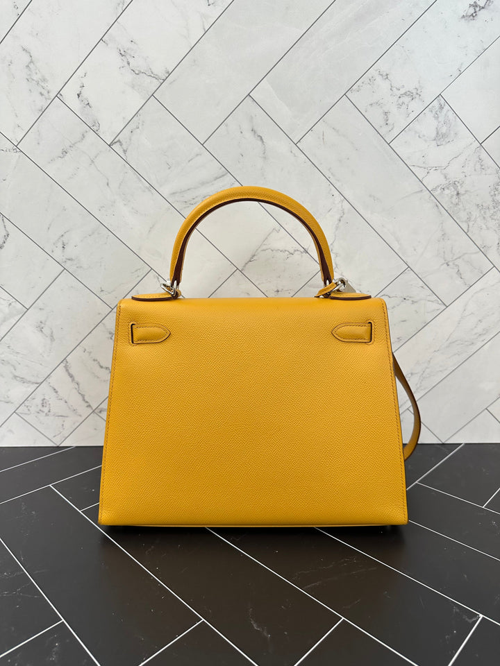 Premium Handmade Hermes Yellow Epsom Leather Kelly 28