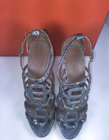 Top quality Hermes Lizard Granit Wooden Heels with Box Size 37 1/2