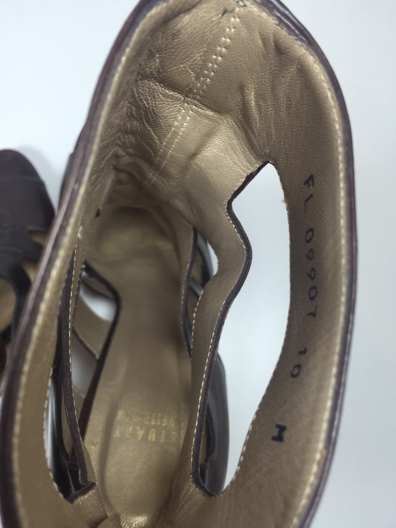 STUART WEITZMAN Zip Back Open Toe Chain Detail Heels Size 10