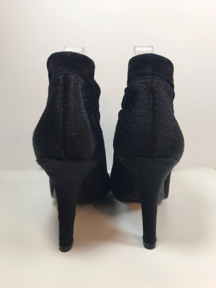 CATHERINE MALANDRINO Black Faux Fur and Suede Ruched Bootie Size 40