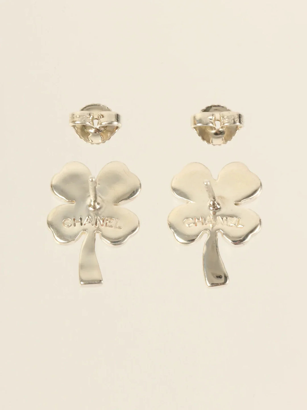 Top Quality Chanel Clover Pierced Earrings Silver