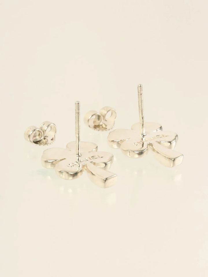 Top Quality Chanel Clover Pierced Earrings Silver