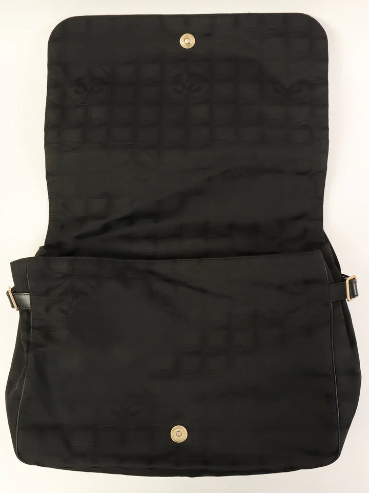 Chanel Around 2005 Made New Travel Nylon Shoulder Bag Black