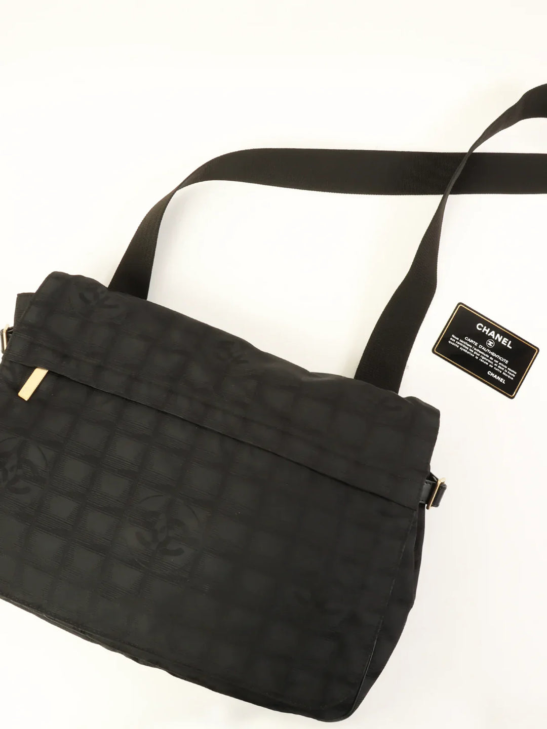 Chanel Around 2005 Made New Travel Nylon Shoulder Bag Black